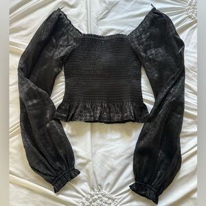 WAYF Long Sleeve Smocked Designer Top